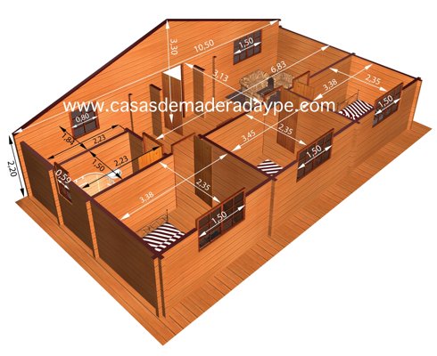 Casas de Madera modelo Kristy 63 m2